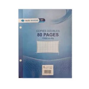 DOUBLE FEUILLE BLANCHE 17*22 80P BLEU MARINE
